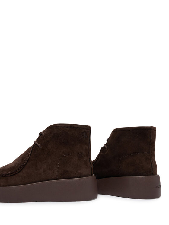 Calvin Klein Trzewiki Calvin Klein Flatf Lace Up Apr Cut Boot HW0HW03273 Brązowy ciemny