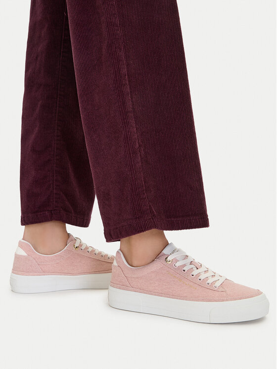 Tommy Hilfiger Sportcipők Tommy Hilfiger Washed Canvas Platform Trainers FW0FW09172 Rózsaszín