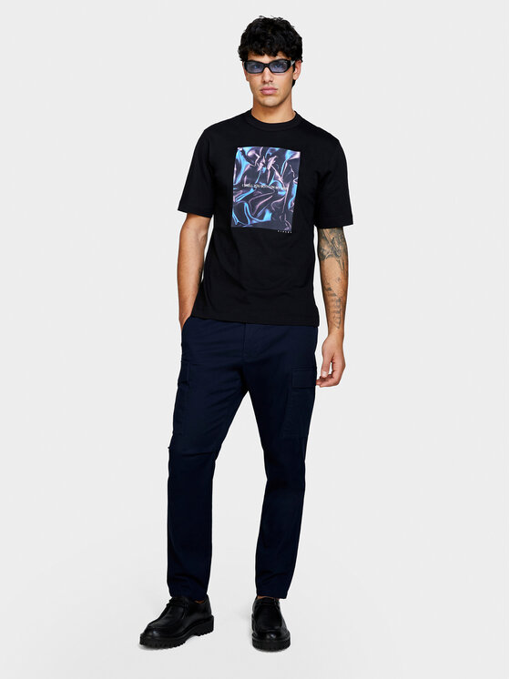 Sisley Sisley Футболка 3I1XS103I Чорний Regular Fit