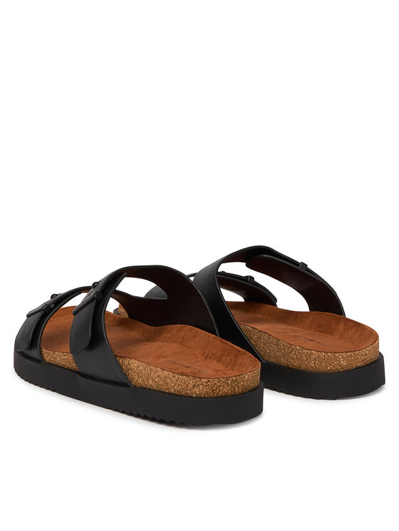 Tommy Hilfiger Natikači Tommy Hilfiger Cork Adjustable Lth Sandal FM0FM05754 Črna