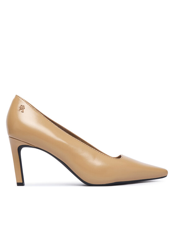 Tommy Hilfiger Aukštakulniai Tommy Hilfiger Squared Toe High Heel Lth Pump FW0FW09510 Smėlio