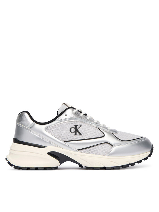 Calvin Klein Sneakersy Calvin Klein Hike Runner Laceup Mesh Mix Met YM0YM01402 Stříbrná