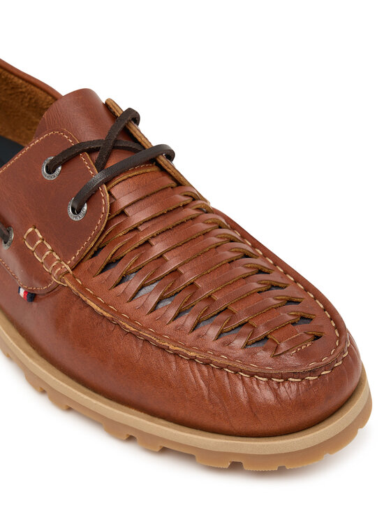 Tommy Hilfiger Pantofi Tommy Hilfiger Hilfiger Braided Lth Boat Shoe FM0FM05892 Maro