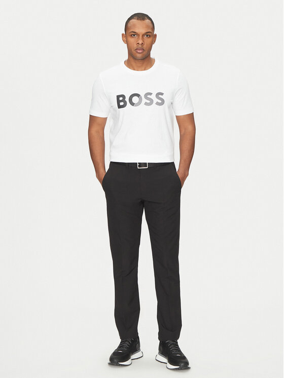 BOSS BOSS Majica Tape Logo 50530990 Bela Regular Fit
