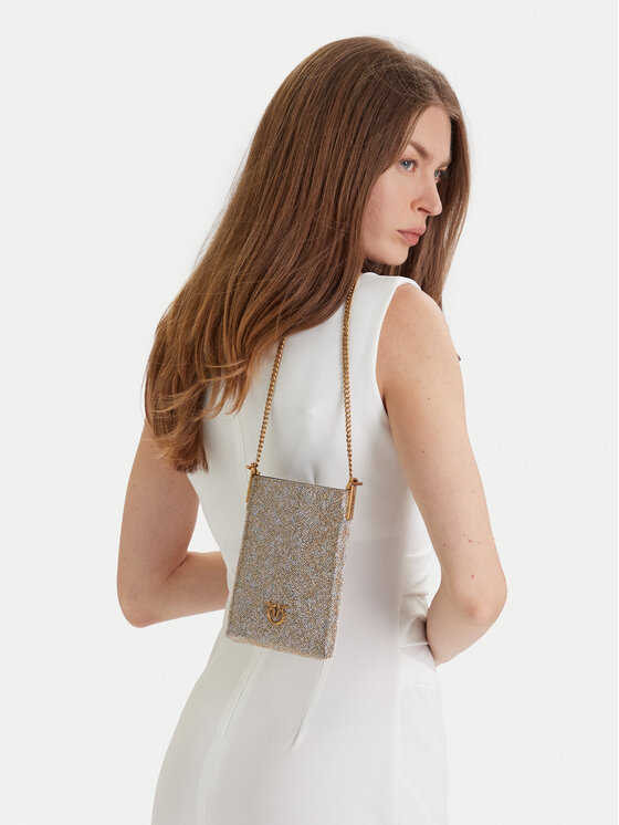 PINKO Borsa porta telefono PINKO Phone Case Monogram Full Strass AI 25-26 PCPL 105358 A20D Oro