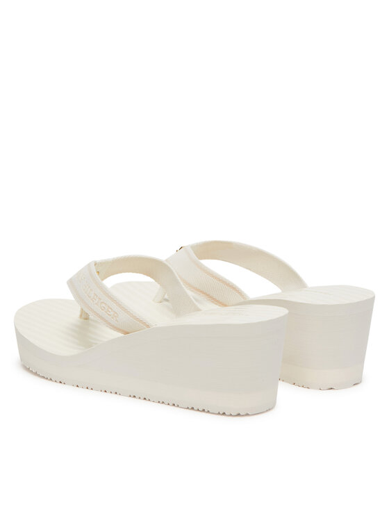 Tommy Hilfiger Žabky Tommy Hilfiger Th Stripes Wedge Beach Sandal FW0FW08521 Bílá