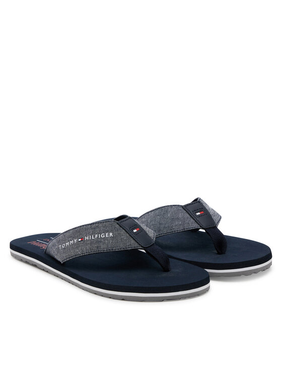 Tommy Hilfiger Flip-flops Tommy Hilfiger Chambray Beach Sandal FM0FM05570 Sötétkék