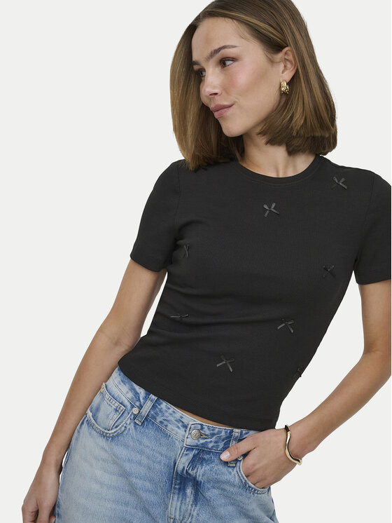 ONLY ONLY Camiseta Femke 15369336 Negro Slim Fit
