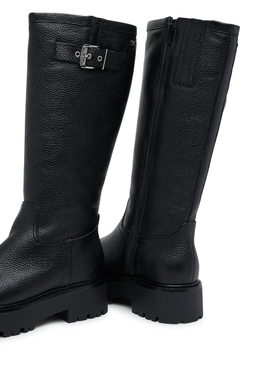 KARL LAGERFELD Kozačky KARL LAGERFELD Burly Biker KL43490W Černá