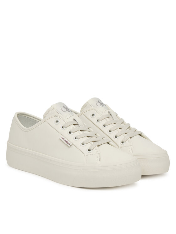 Calvin Klein Snīkeri Calvin Klein Vulc Flatf Lace Up Lth YW0YW01932 Balts