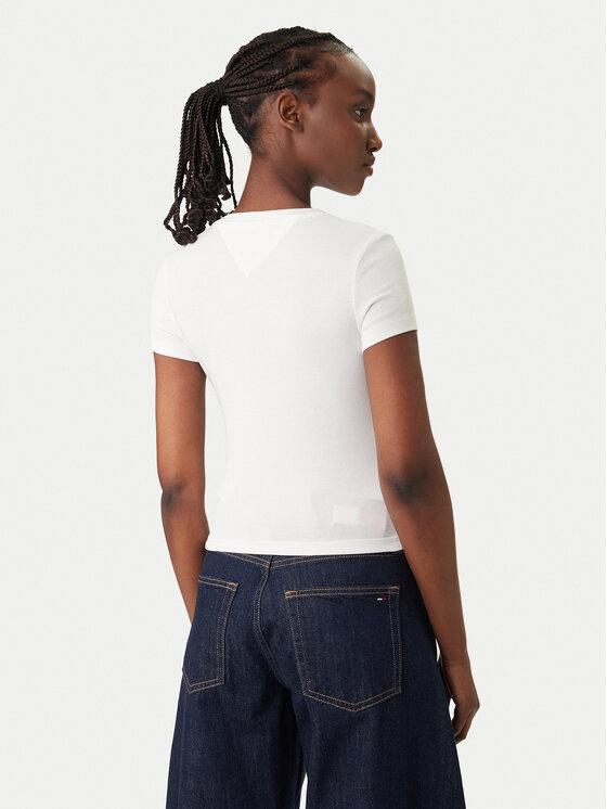 Tommy Jeans Tommy Jeans Camiseta Wavy Flag DW0DW22272 Blanco Slim Fit