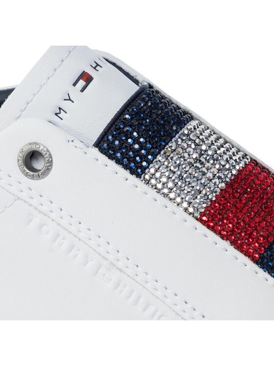Tommy Hilfiger Laisvalaikio batai Tommy Hilfiger Cristal Leather Slip On Sneaker FW0FW04513 Balta