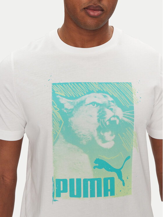 Puma Puma Majica Graphics Photoprint 684836 Bela Regular Fit