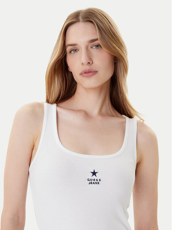 Guess Jeans Guess Jeans Топ W4YP48 KA0H1 Білий Regular Fit