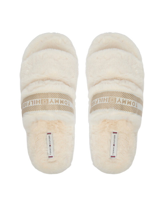 Tommy Hilfiger Čības Tommy Hilfiger Hilfiger Fur Slipper FW0FW08854 Balts