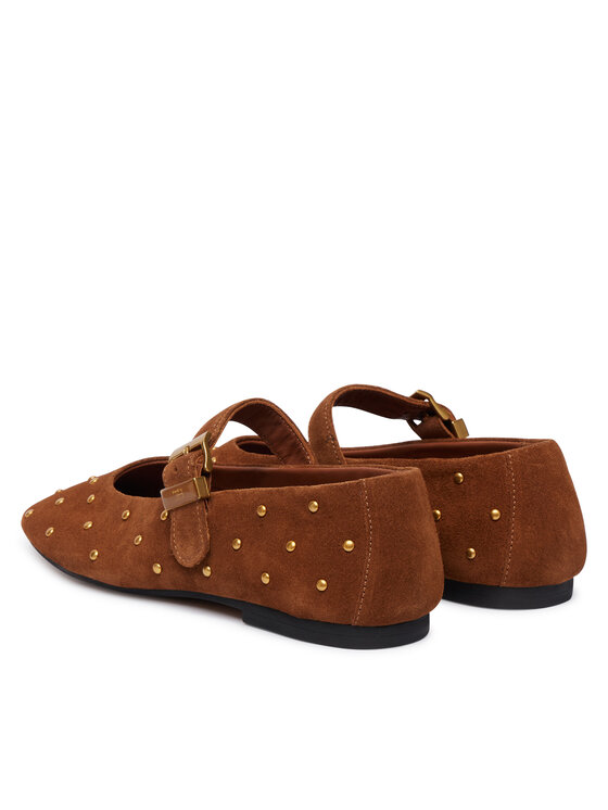 Tommy Hilfiger Baleriny Tommy Hilfiger Th Buckle Suede Stud Ballerina FW0FW09666 Brązowy