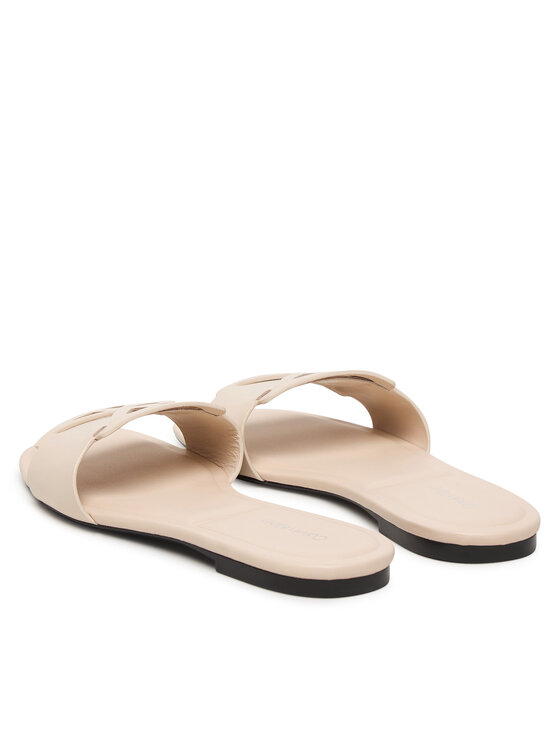 Calvin Klein Чехли Calvin Klein Square Flat Sandal Emblem HW0HW03128 Екрю