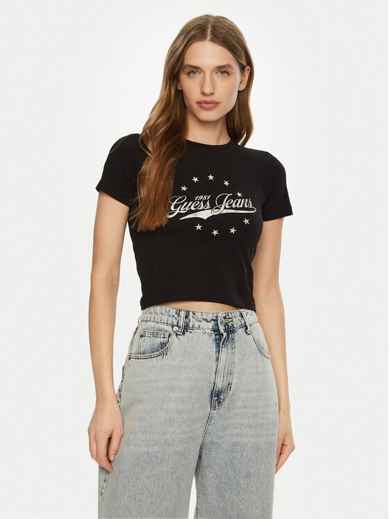 Guess Jeans Guess Jeans Футболка W5RI59 J1314 Чорний Regular Fit