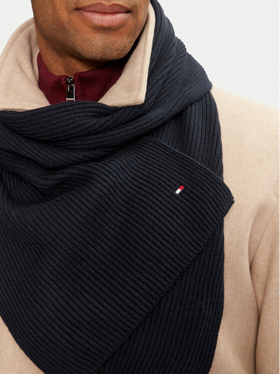 Tommy Hilfiger Комплект шал и шапка Tommy Hilfiger Flag Pima Cotton Beanie & Scarf AM0AM12937 Тъмносин