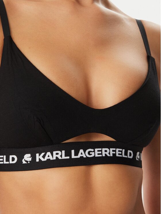 KARL LAGERFELD KARL LAGERFELD Trikotni nedrček Peephole Logo 211W2101 Črna