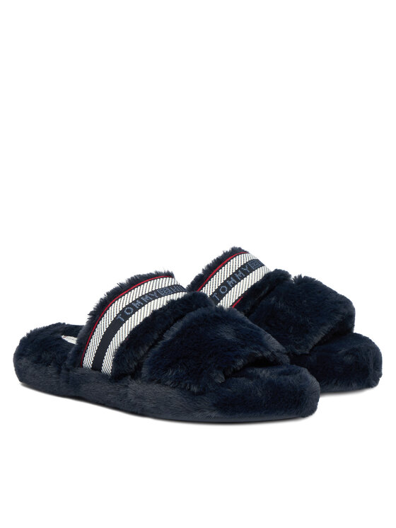 Papuče Tommy Hilfiger Hilfiger Fur Slipper FW0FW08854 Tmavomodrá