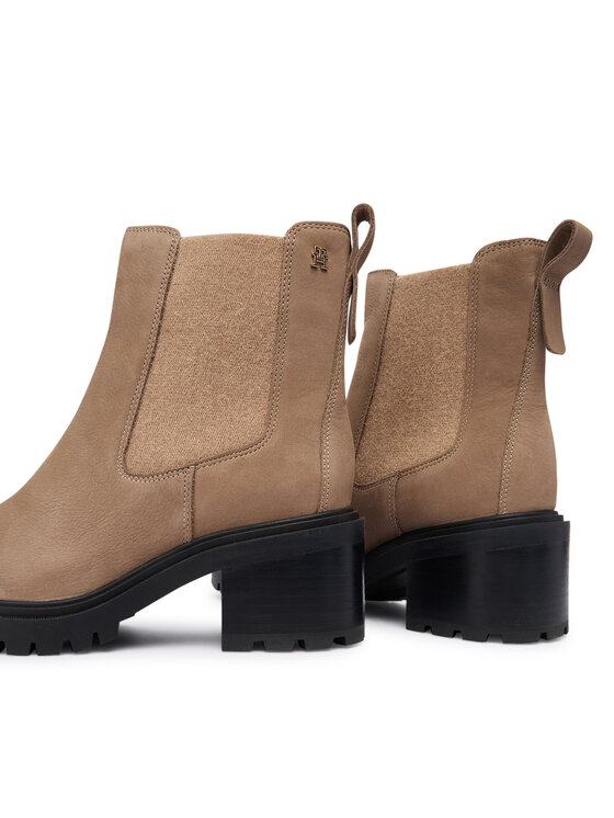 Tommy Hilfiger Botine Tommy Hilfiger Th Nubuck Chelsea Cleated Heel FW0FW09158 Bej