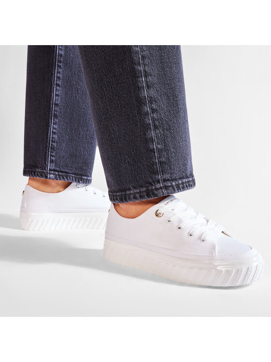 Tommy Hilfiger Scarpe sportive Tommy Hilfiger Shiny Flatform Vulc Sneaker FW0FW05536 Bianco