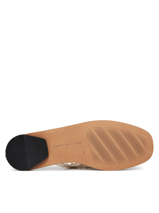 Tommy Hilfiger Παντόφλες Tommy Hilfiger Hilfiger Leather Mix Flat Mule FW0FW09280 Κρεμ