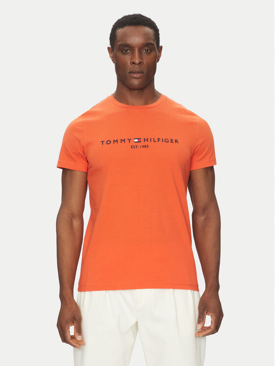 Tommy Hilfiger Tommy Hilfiger Majica Logo MW0MW11797 Oranžna Slim Fit