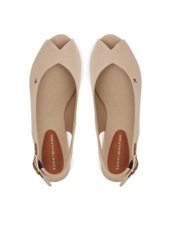 Tommy Hilfiger Sandali Tommy Hilfiger Flag Mid Wedge Espad Slingback FW0FW08595 Bež