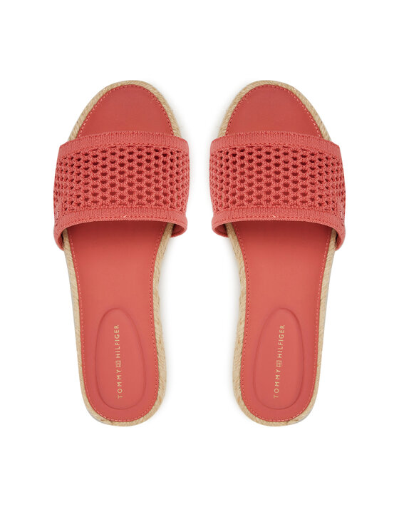 Tommy Hilfiger Espadrillas Tommy Hilfiger Knit Mesh Espadrille Flat Sandal FW0FW08744 Corallo