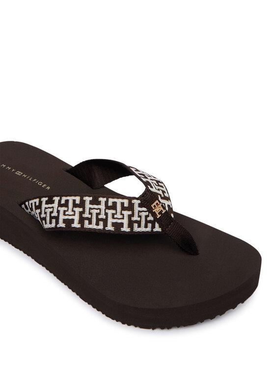 Tommy Hilfiger Japonke Tommy Hilfiger Mono Wedge Summer Sandal FW0FW09696 Rjava