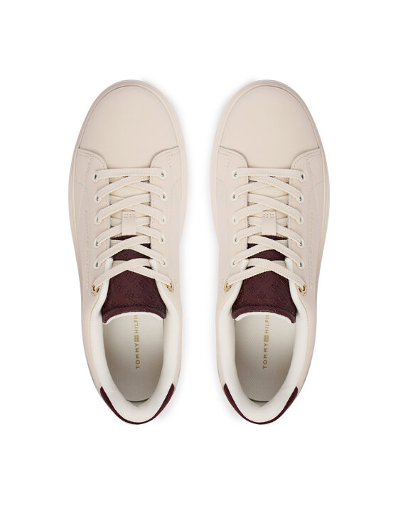 Tommy Hilfiger Sneakersy Tommy Hilfiger Th Feminine Cupsole Monogram FW0FW09606 Kremowy
