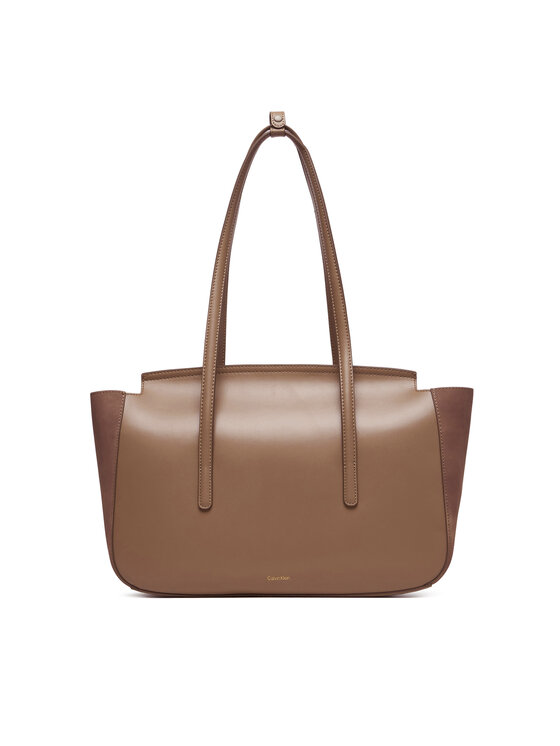 Calvin Klein Geantă Calvin Klein Hardware Brushed Flap Tote Bag LV04F3336G Bej