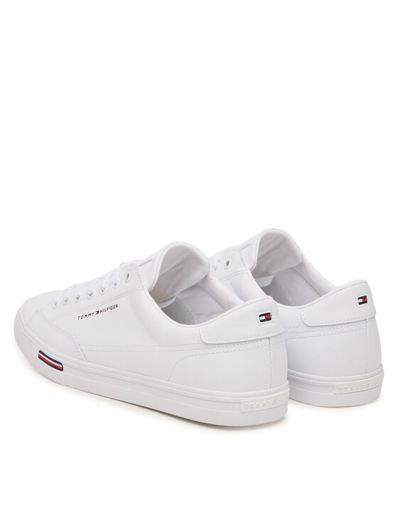 Tommy Hilfiger Sneakersy Tommy Hilfiger Signature Midsole Lace-Up Trainers With Leather FM0FM05814 Biela