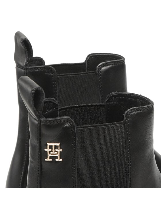 Tommy Hilfiger Kotníková obuv s elastickým prvkem Tommy Hilfiger Monochromatic Chelsea Boot FW0FW06899 Černá