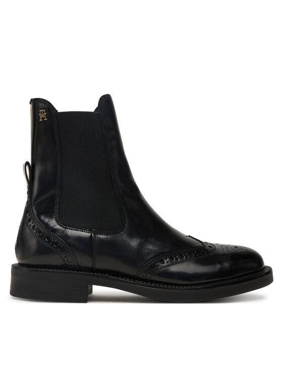 Tommy Hilfiger Gležnjarji Chelsea Tommy Hilfiger Brogue Boot FW0FW09151 Črna