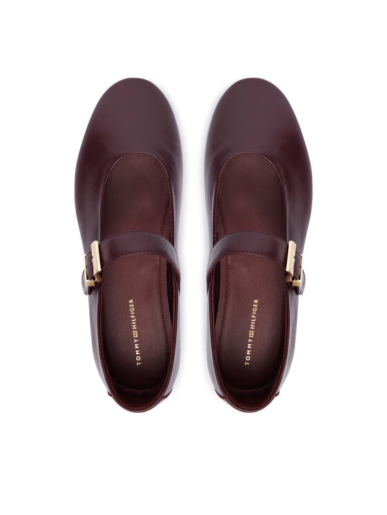 Tommy Hilfiger Ballerine Tommy Hilfiger Buckle Leather Ballerina FW0FW09684 Marrone