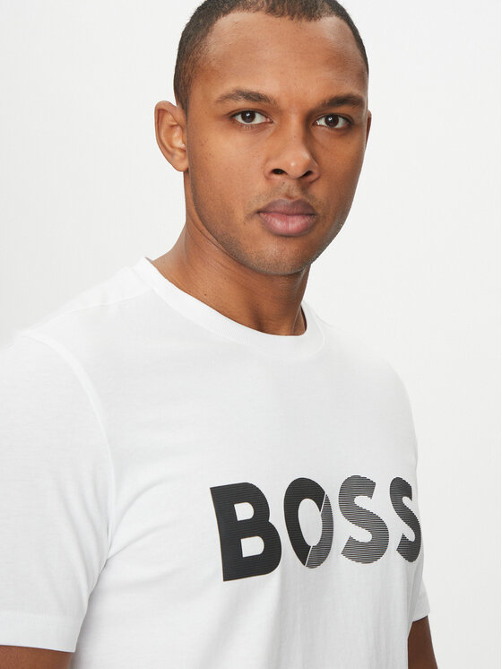 BOSS BOSS Marškinėliai Tape Logo 50530990 Balta Regular Fit