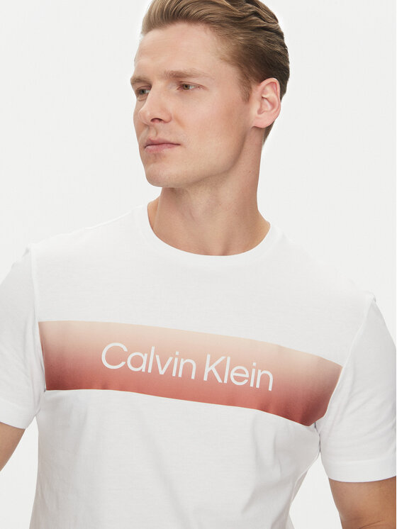 Calvin Klein Calvin Klein Marškinėliai Linear Ombre K10K114163 Balta Regular Fit