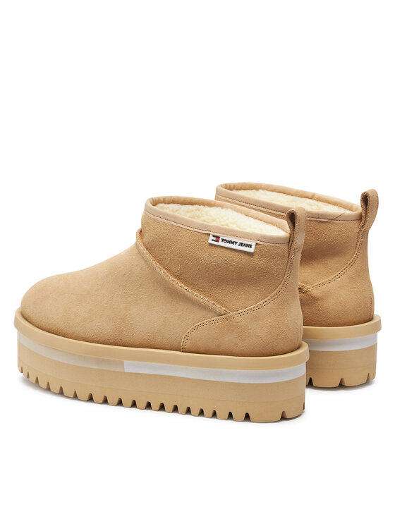 Tommy Jeans Śniegowce Tommy Jeans Tjw Suede Flatform Boot Wl EN0EN02599 Beżowy