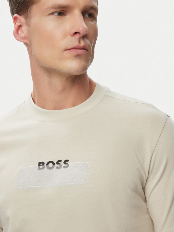 BOSS BOSS Camiseta Logo Tape 50566606 Beis Regular Fit