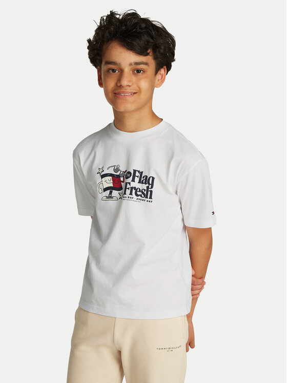 Tommy Hilfiger Tommy Hilfiger Marškinėliai Flag Fun KB0KB09354 M Balta Regular Fit