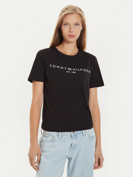 Tommy Hilfiger Tommy Hilfiger T-shirt Logo WW0WW40276 Crna Regular Fit