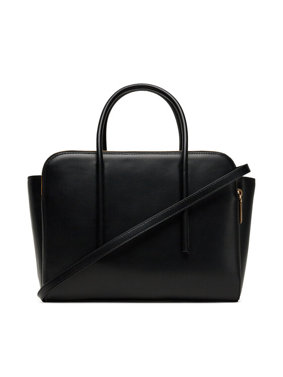 Calvin Klein Дамска чанта Calvin Klein Carryall Mini Leather Tote Bag LV04F3034G Черен
