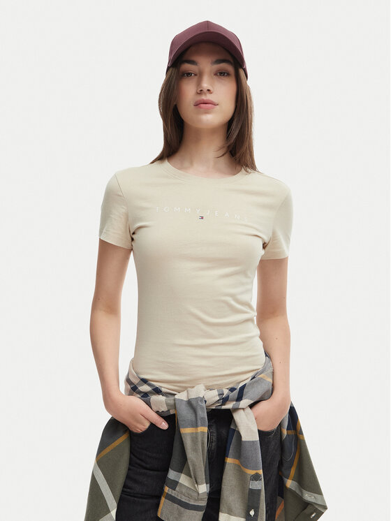 Tommy Jeans Tommy Jeans Camiseta DW0DW18398 Beige claro Slim Fit