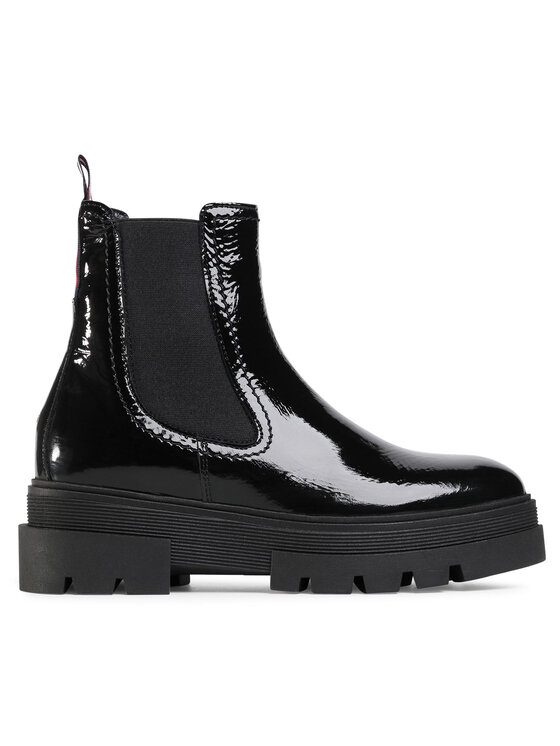 Tommy Hilfiger Stivaletti Tommy Hilfiger Classic Patent Chelsea Boot FW0FW05182 Nero