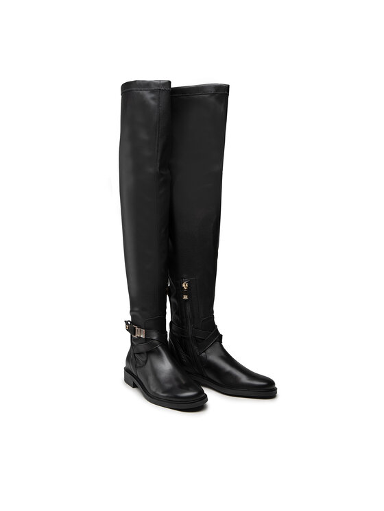 Tommy Hilfiger Cizme lungi muschetar Tommy Hilfiger Th Hardware Overknee Boot FW0FW06057 Negru