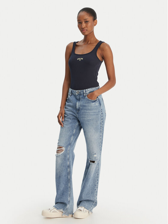 Guess Jeans Guess Jeans Marškinėliai W6GPZ2 KA0H1 Tamsiai mėlyna Slim Fit