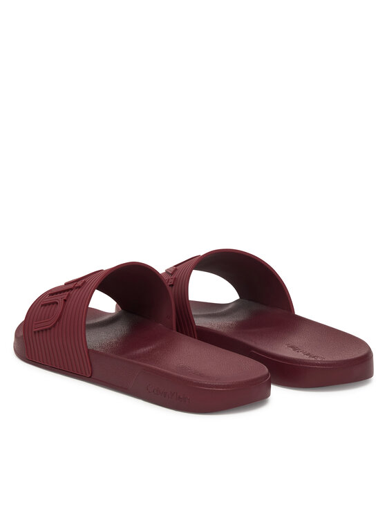 Calvin Klein Natikači Calvin Klein Nemo - Contoured Emblem Logo Sliders HM0HM02113 Bordo rdeča